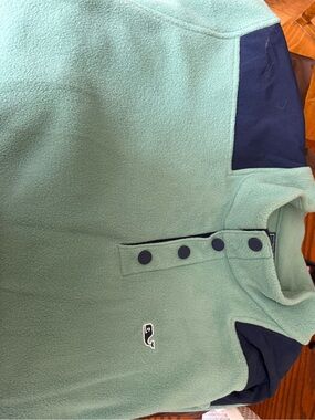Men’s Green Fleece Snap Pullover with Navy Accents XXL